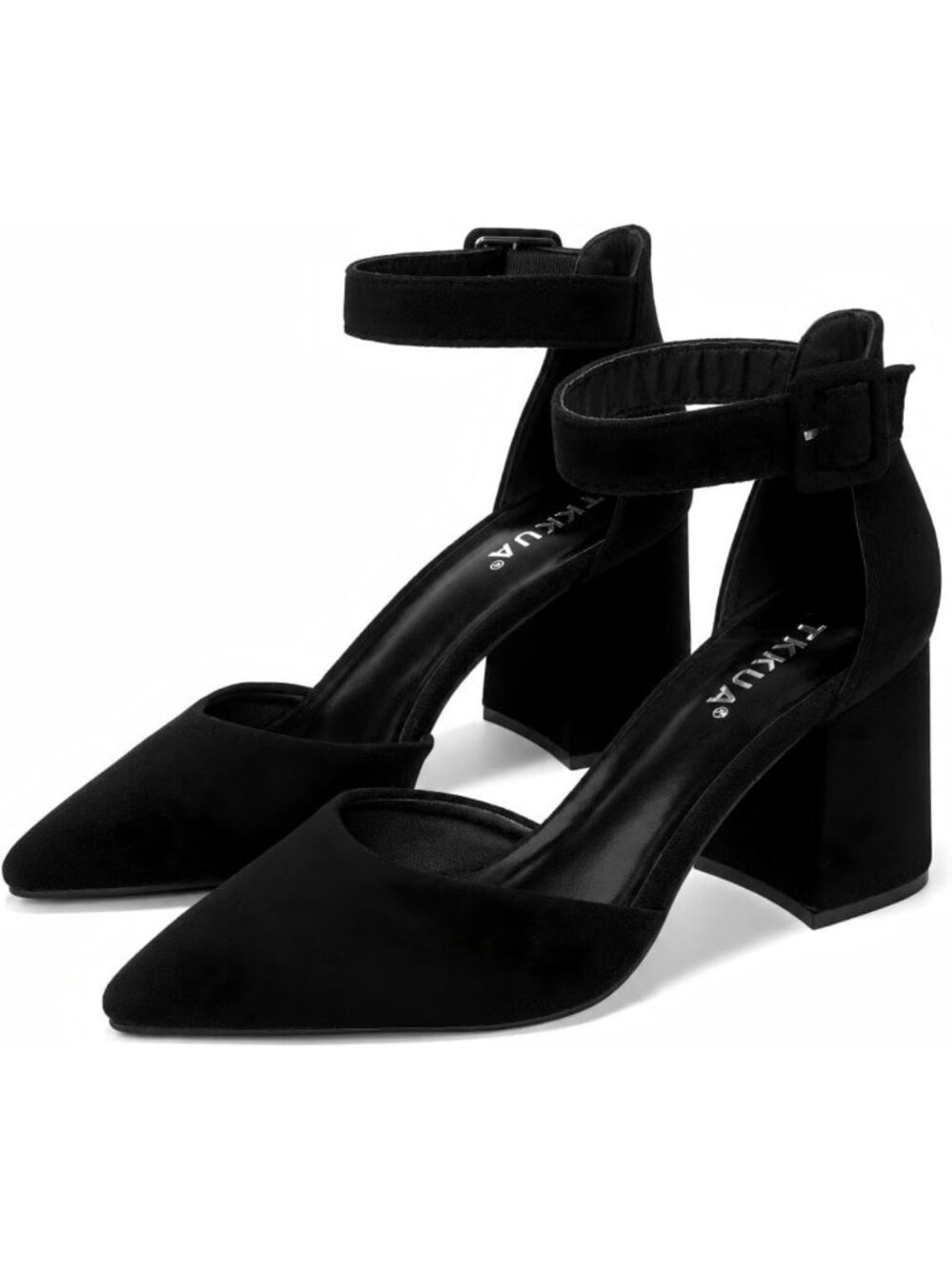 Chic Pointed-Toe Ankle Strap High Heels - 3-Inch Chunky Heel for Stylish Comfort